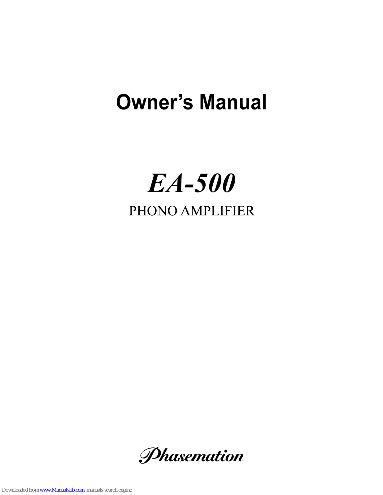 Phasemation EA-500 Owner's Manual - ManualMachine.com
