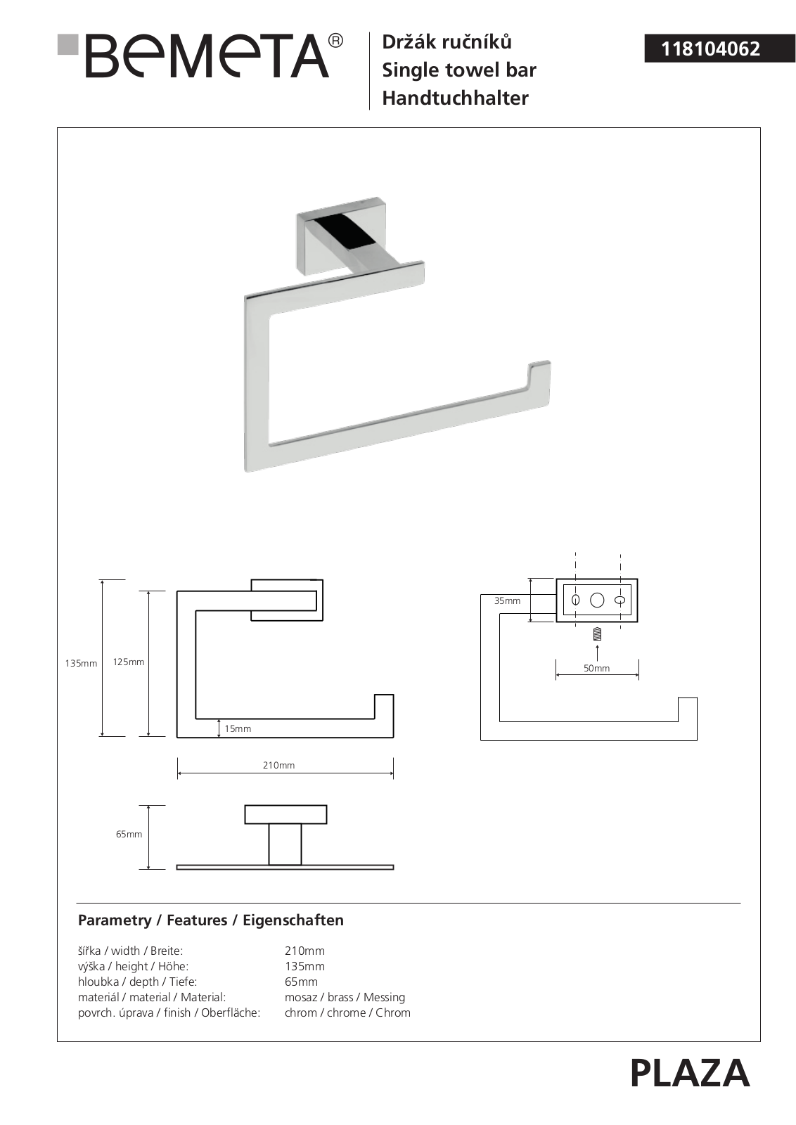 Bemeta Plaza 118104062 User guide