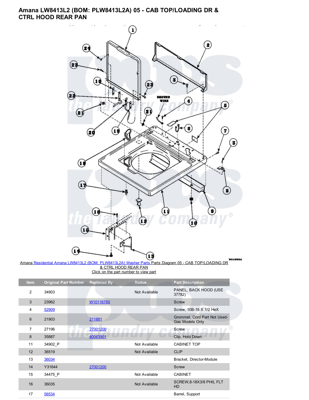 Amana LW8413L2 Parts Diagram