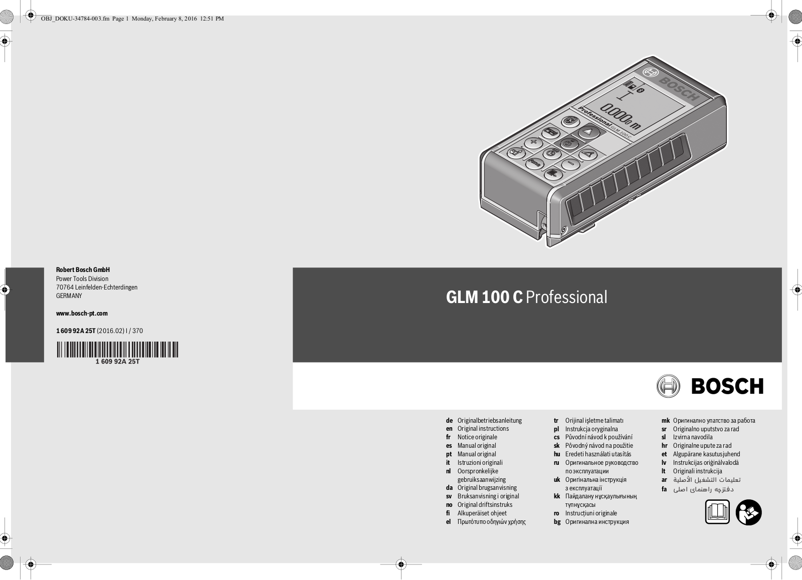 Bosch GLM 100 C Professional User manual