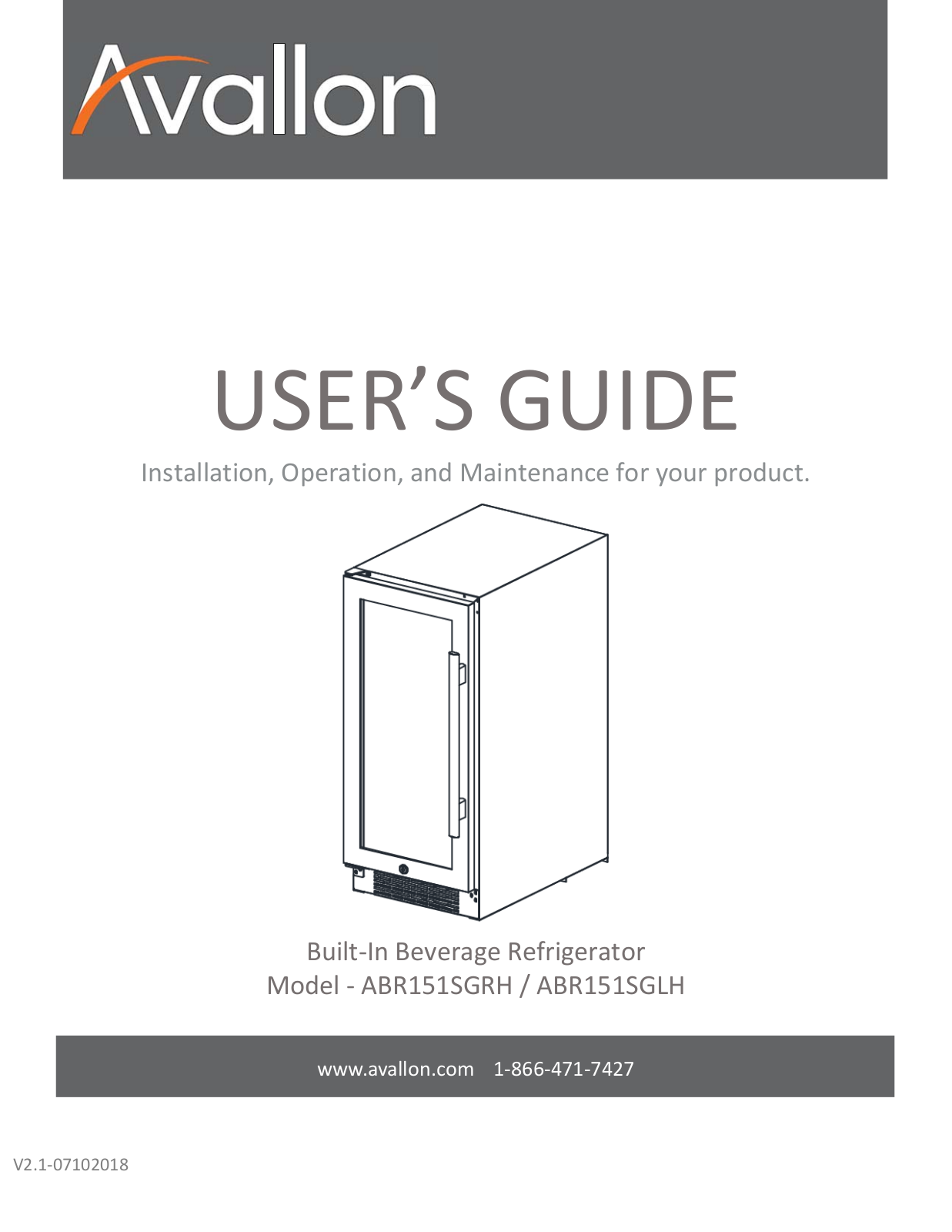 Avallon ABR151SGLH, ABR151SGRH User Manual