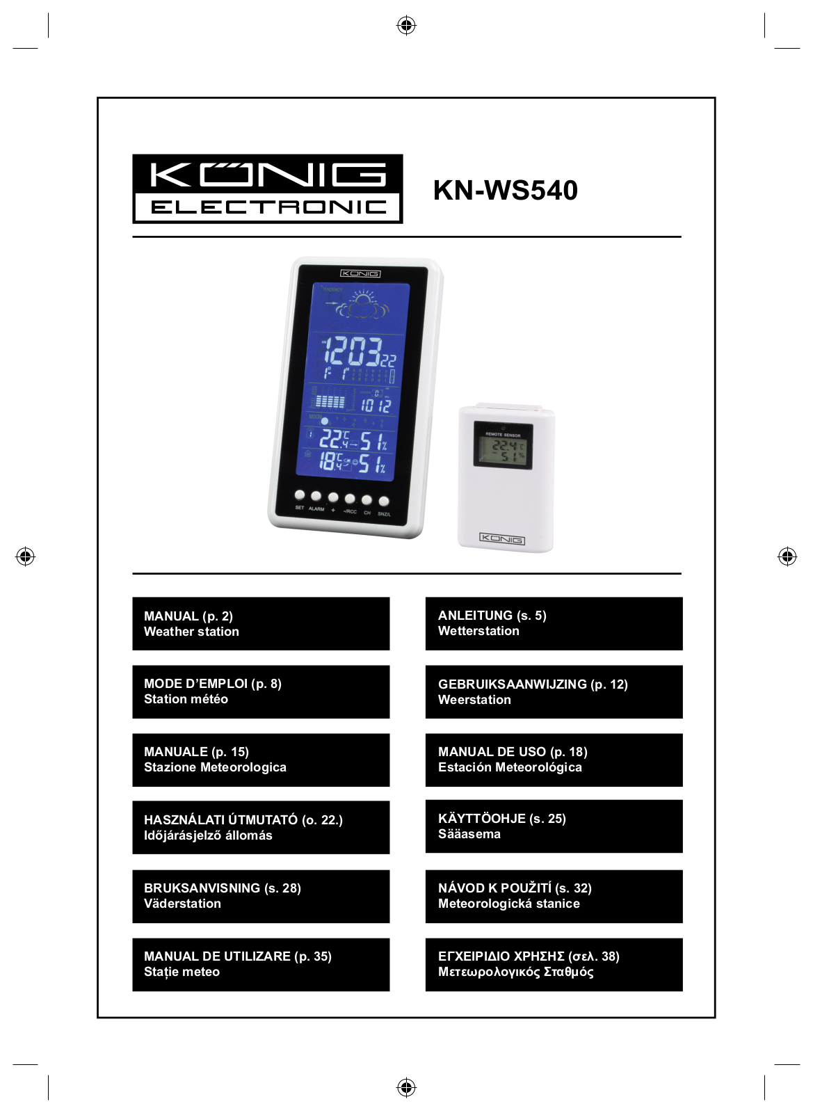 Konig Wireless weather station User Manual