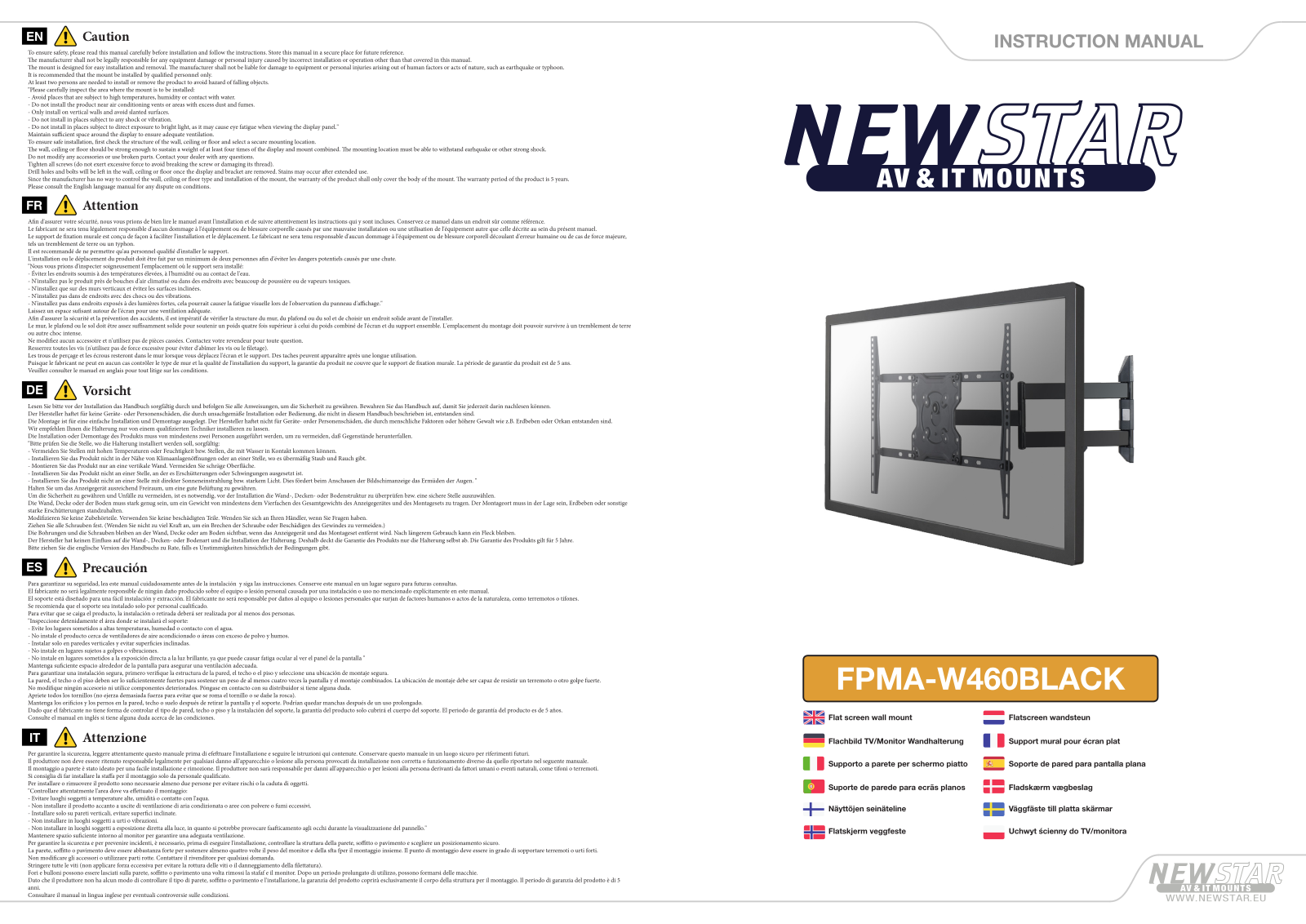 Newstar FPMA-W460BLACK User Manual