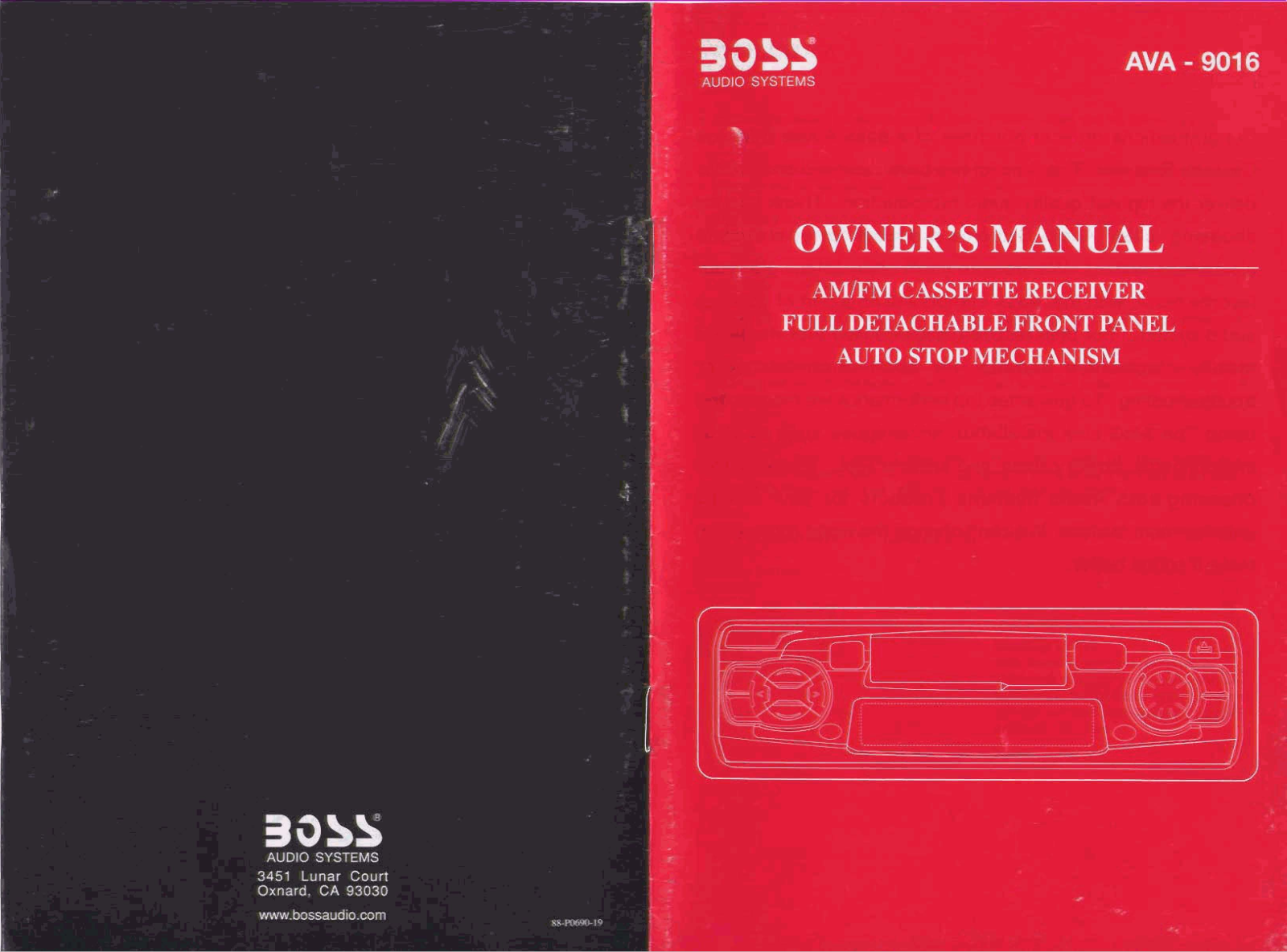 Boss Audio AVA-9016 Owner Manual