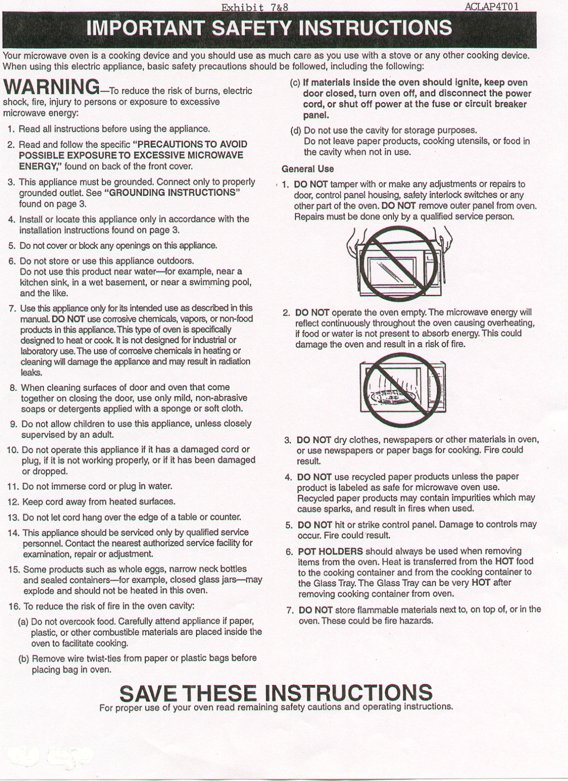 Panasonic AP4T01 OPerators Manual Safety Instructions