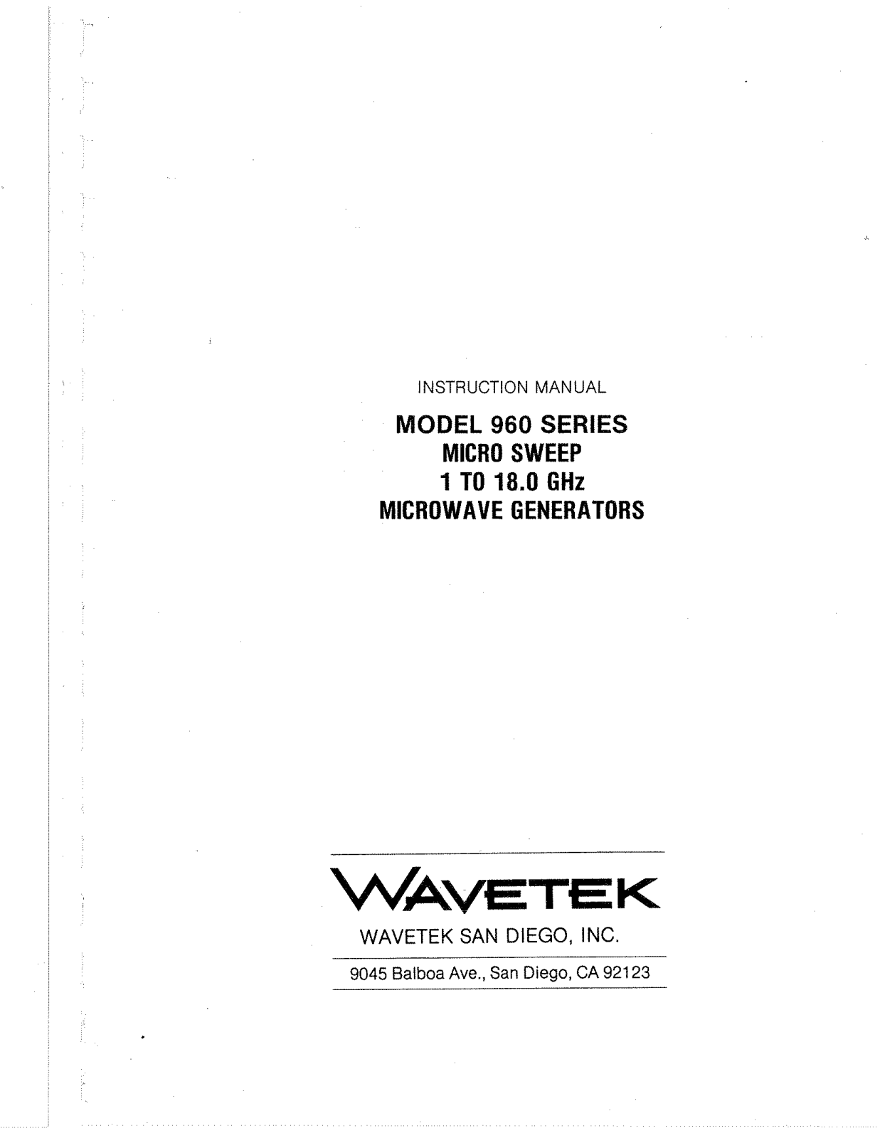 Wavetek 960 User Manual