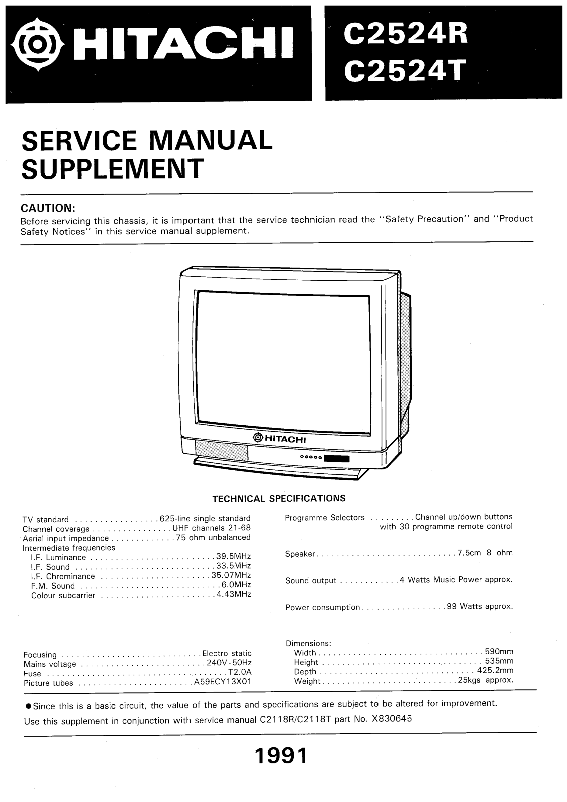 Hitachi C2524 Service Manual