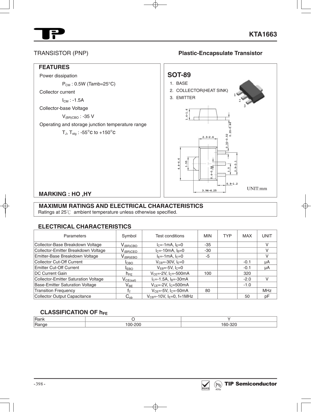 TIP KTA1663 Schematic