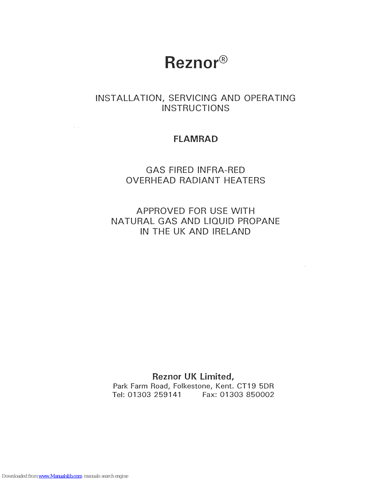 Reznor RZ 707 MN, RZ 506 MN, RZ 514 MN, RZ 703 AN, RZ 707 AN Installation, Servicing And Operating Instructions - ManualMachine.com