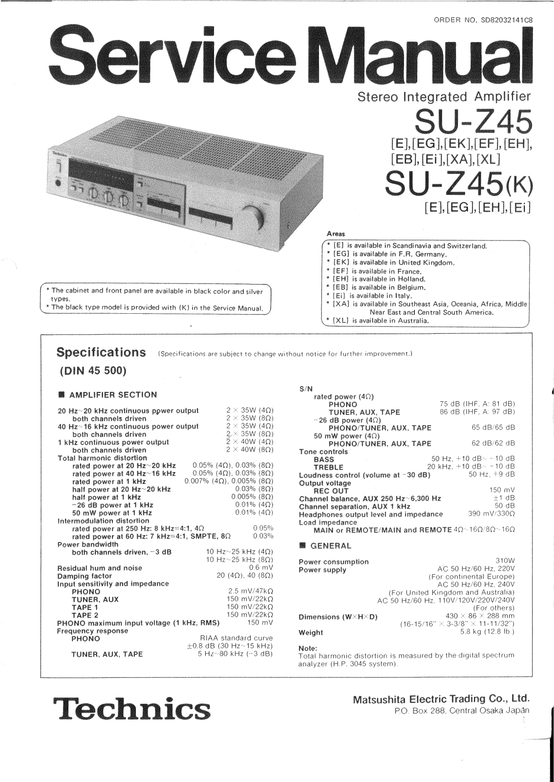 Technics SU-Z45 Service manual