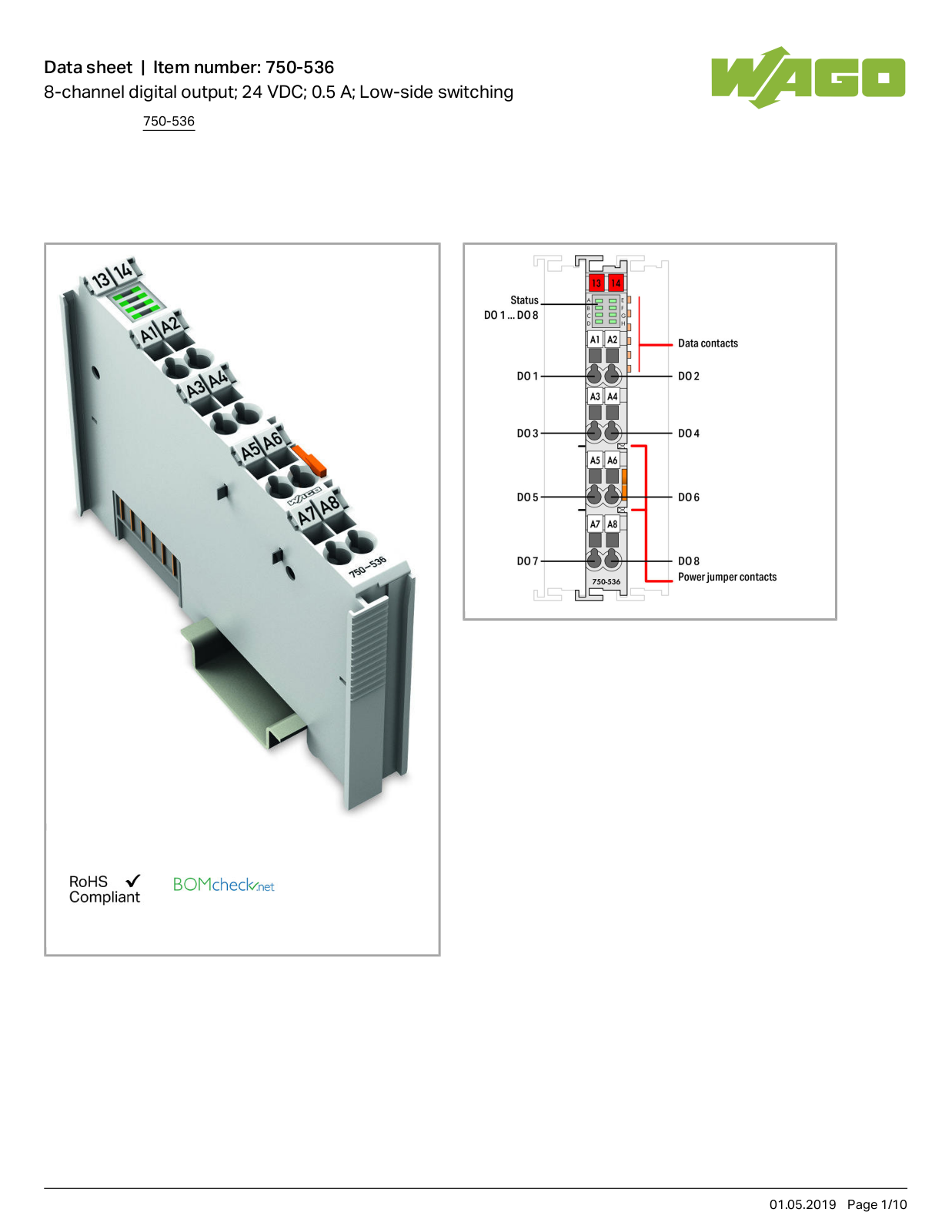 Wago 750-536 Data Sheet