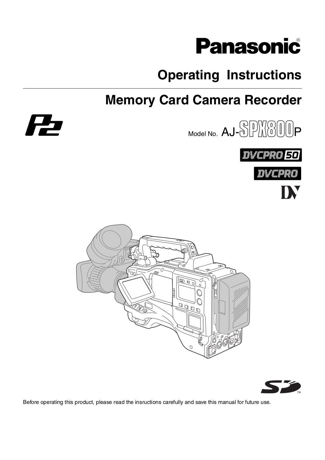 Panasonic AJ-SPX800, AJ-SPX800P User Manual