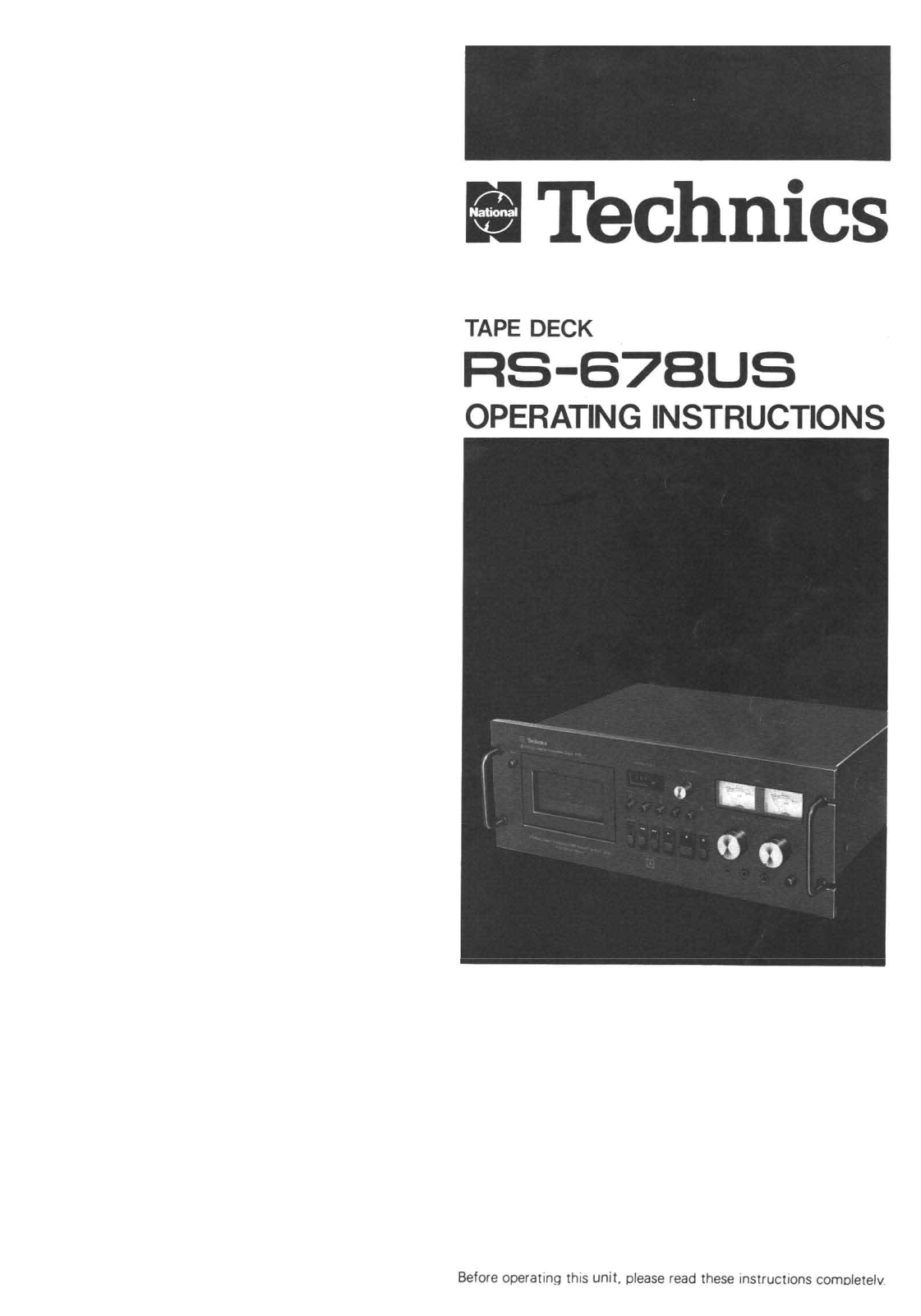 Technics RS-678-US Owners Manual