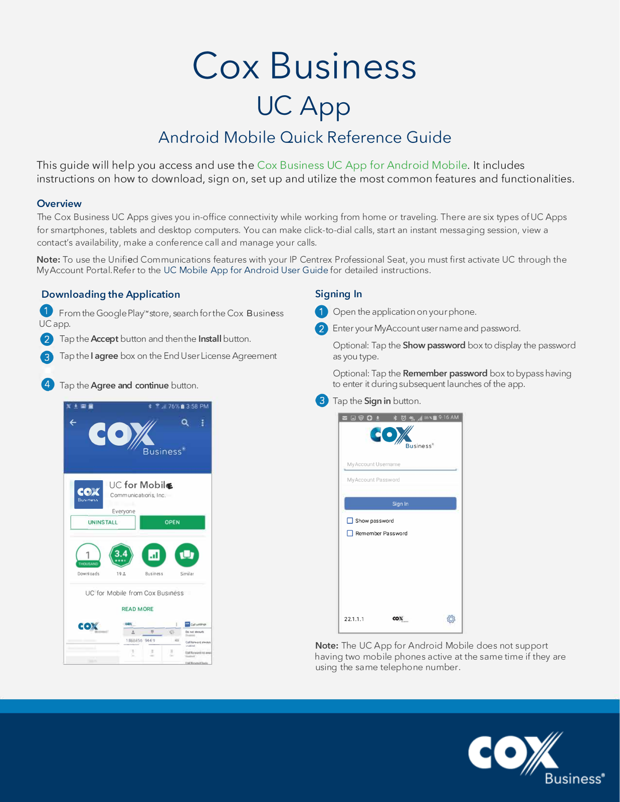 Cox Business UC App Android Mobile User Manual