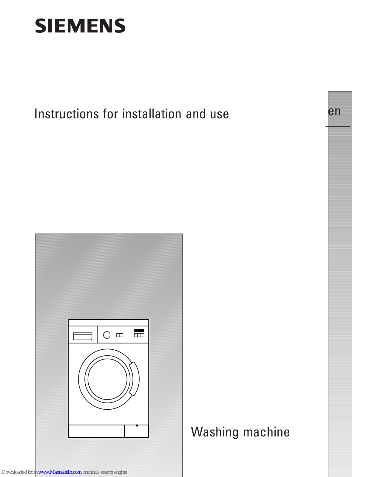 Siemens WM11E26SBC Instructions For Installation And Use Manual