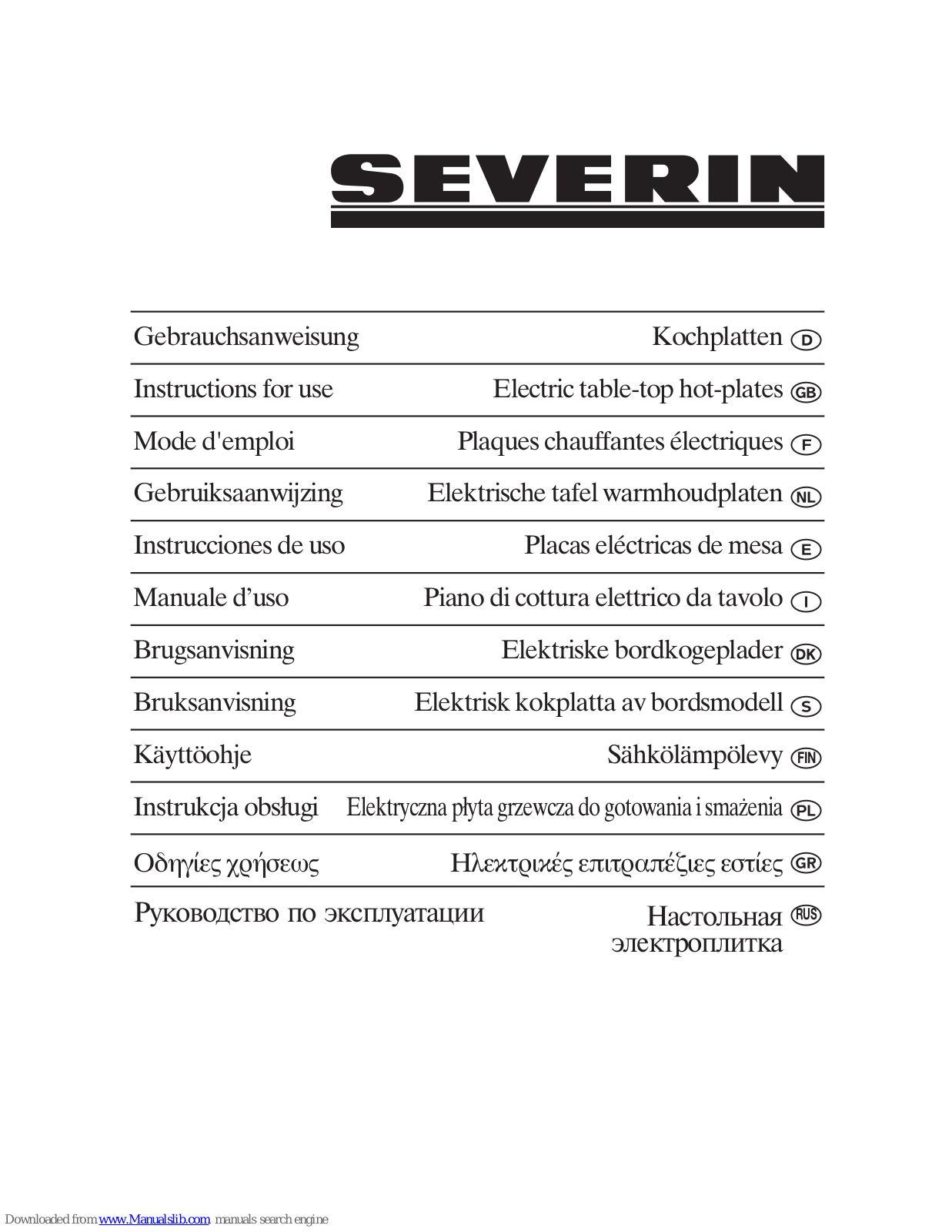 SEVERIN DK 1011 User Manual