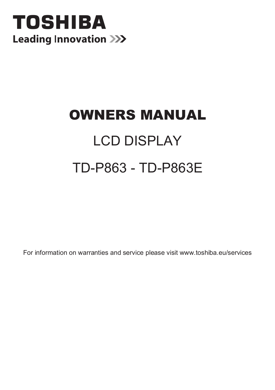 Toshiba TD-P863E, TD-P863 User Manual