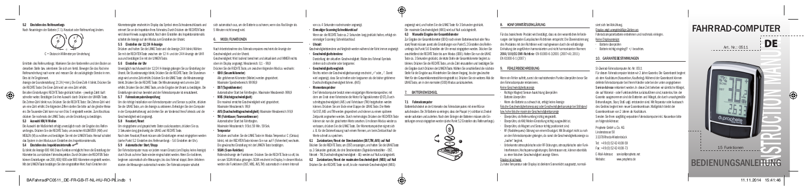 Prophete 0511 User Manual - ManualMachine.com