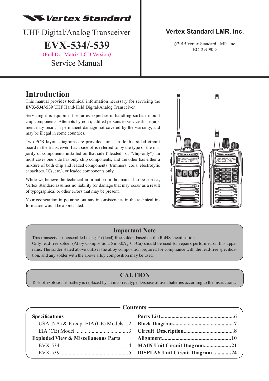 Vertex Standard EVX-534, EVX-539 Service Manual