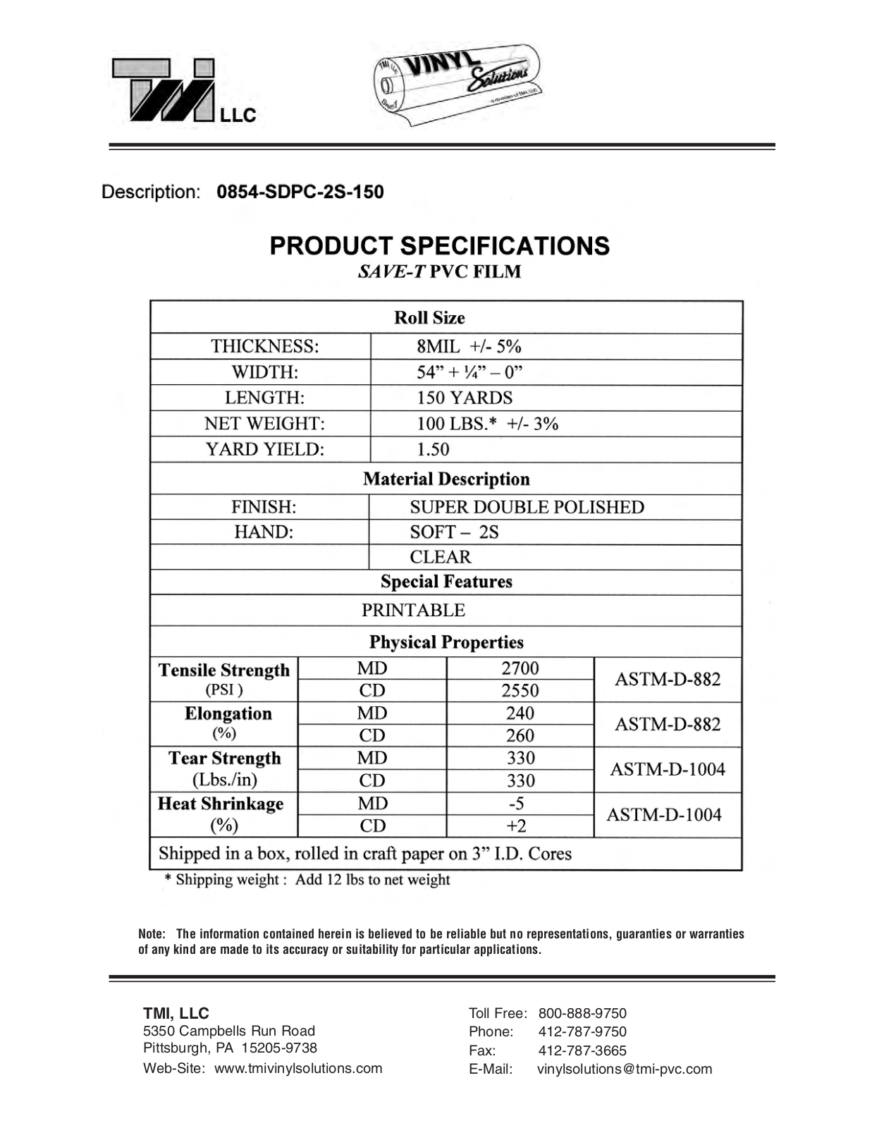 Tmi 0854-SDPC-2S-150 User Manual