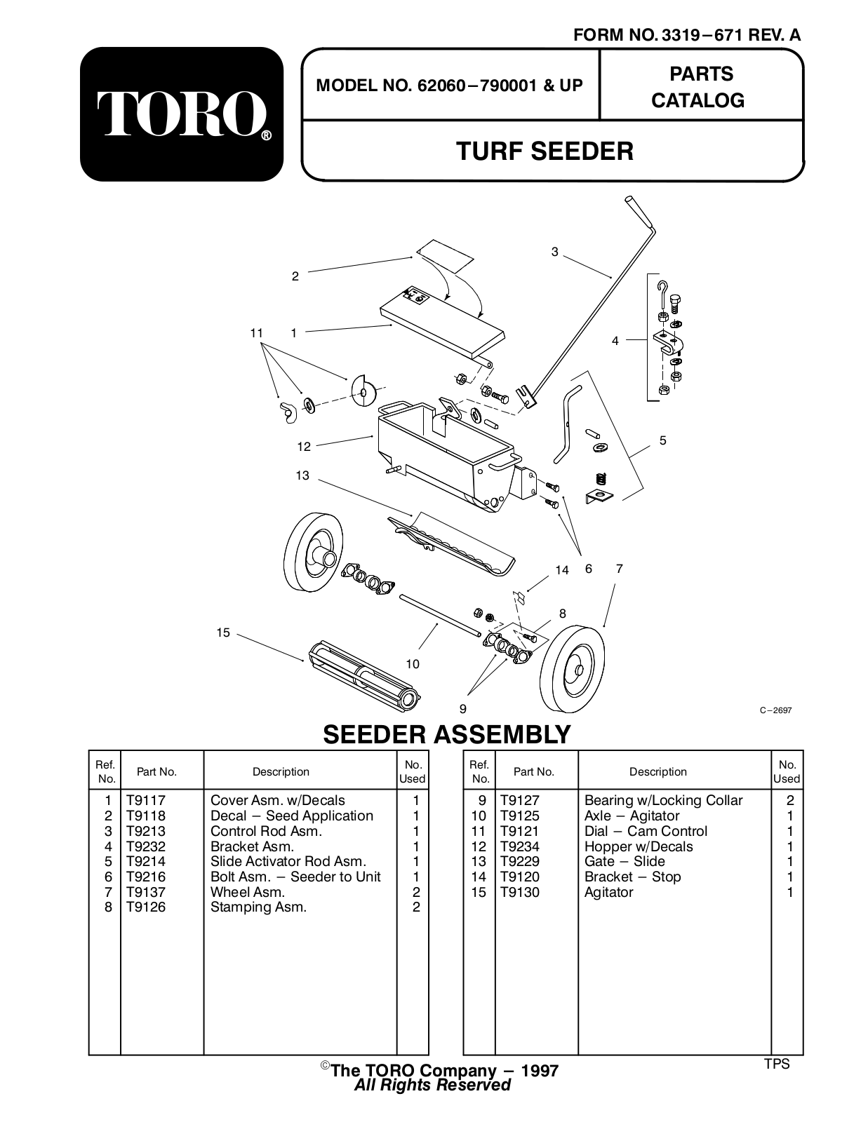 Toro 62060 Parts Catalogue