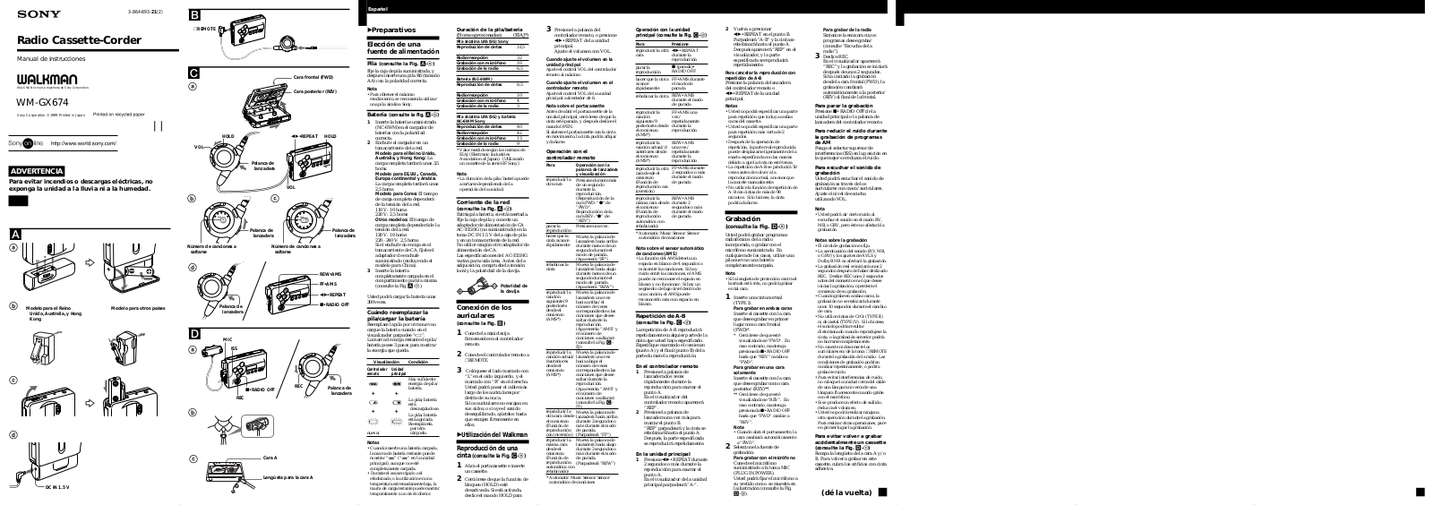 Sony WM-GX674 User Manual