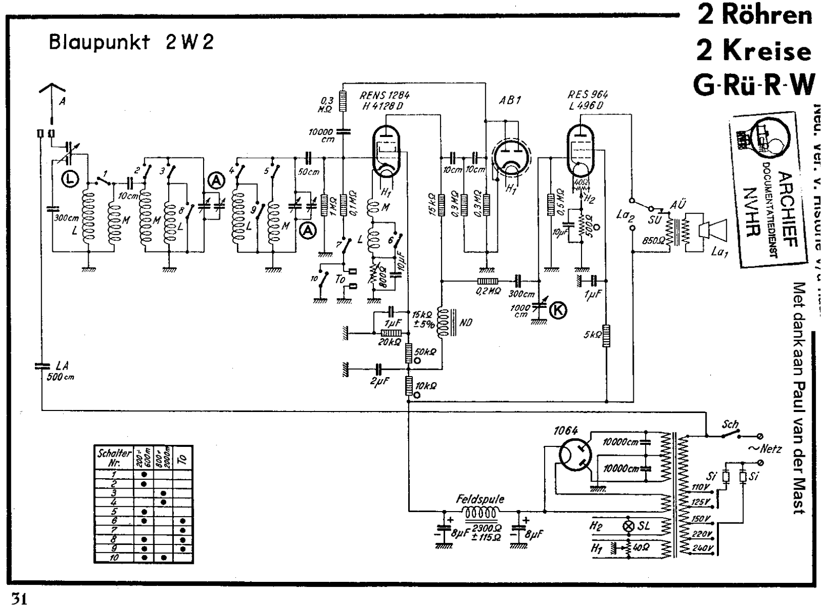 Blaupunkt 2w2 schematic