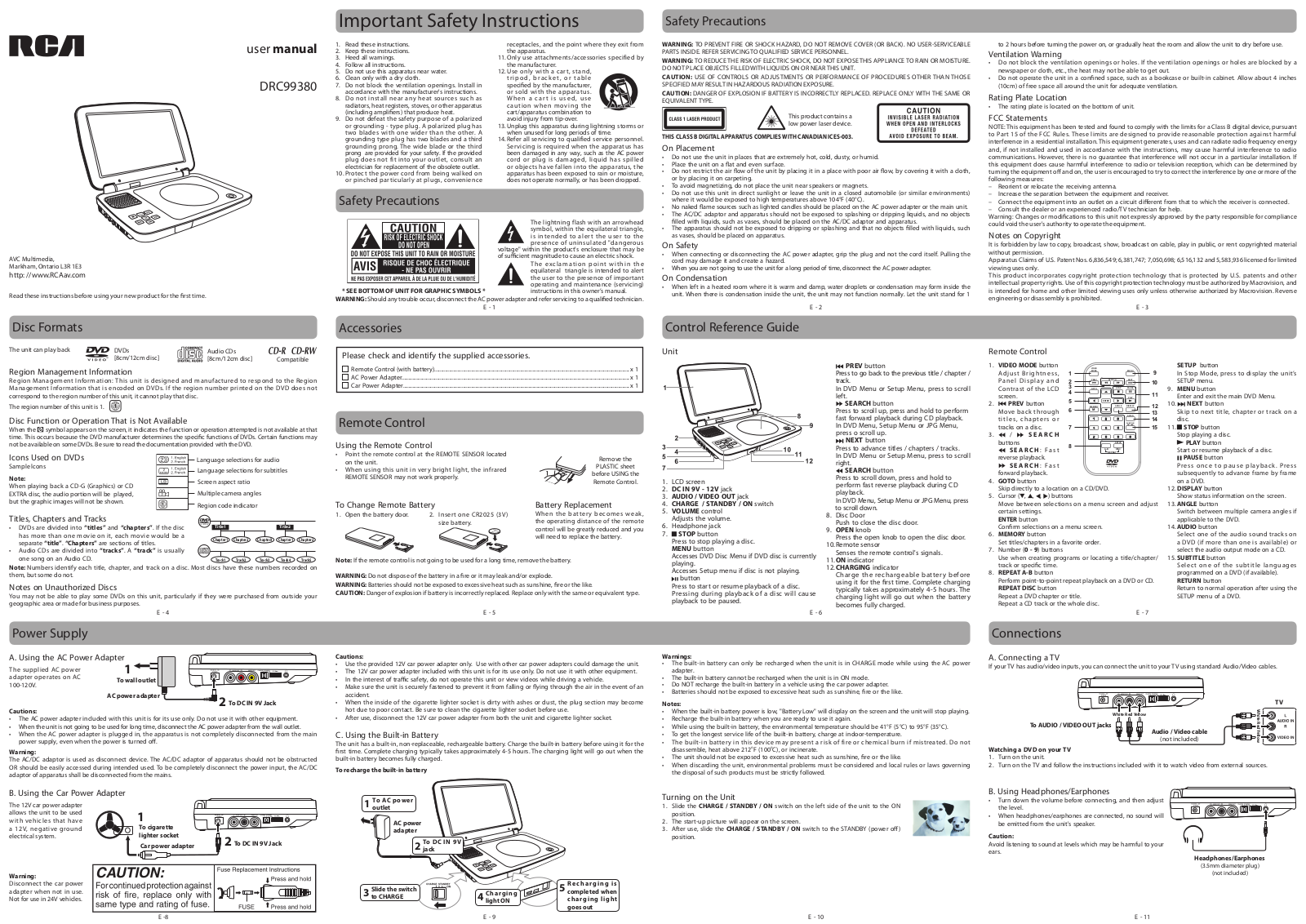 RCA DRC99380 User Manual