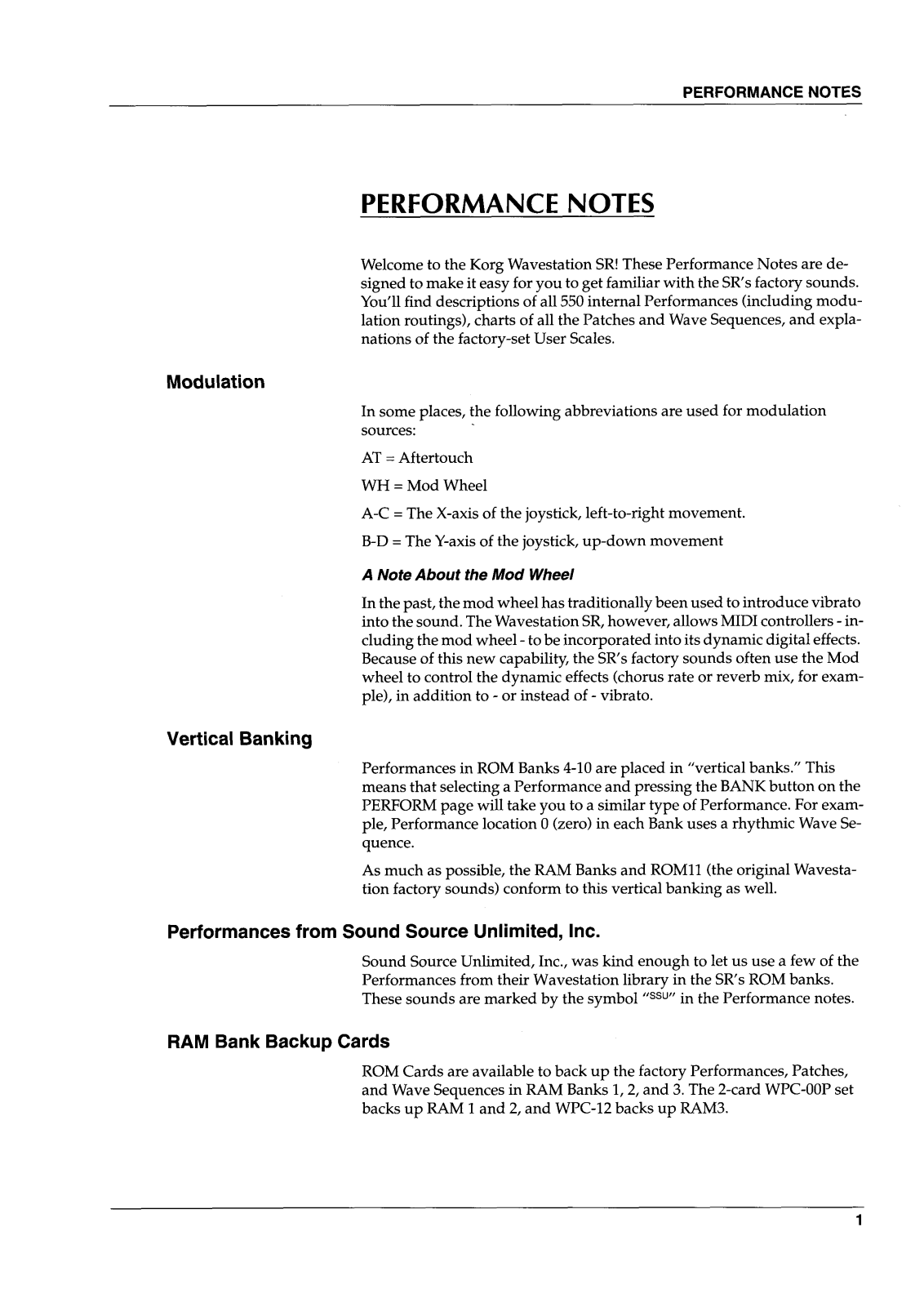 Korg Wavestation EX Reference  Manual