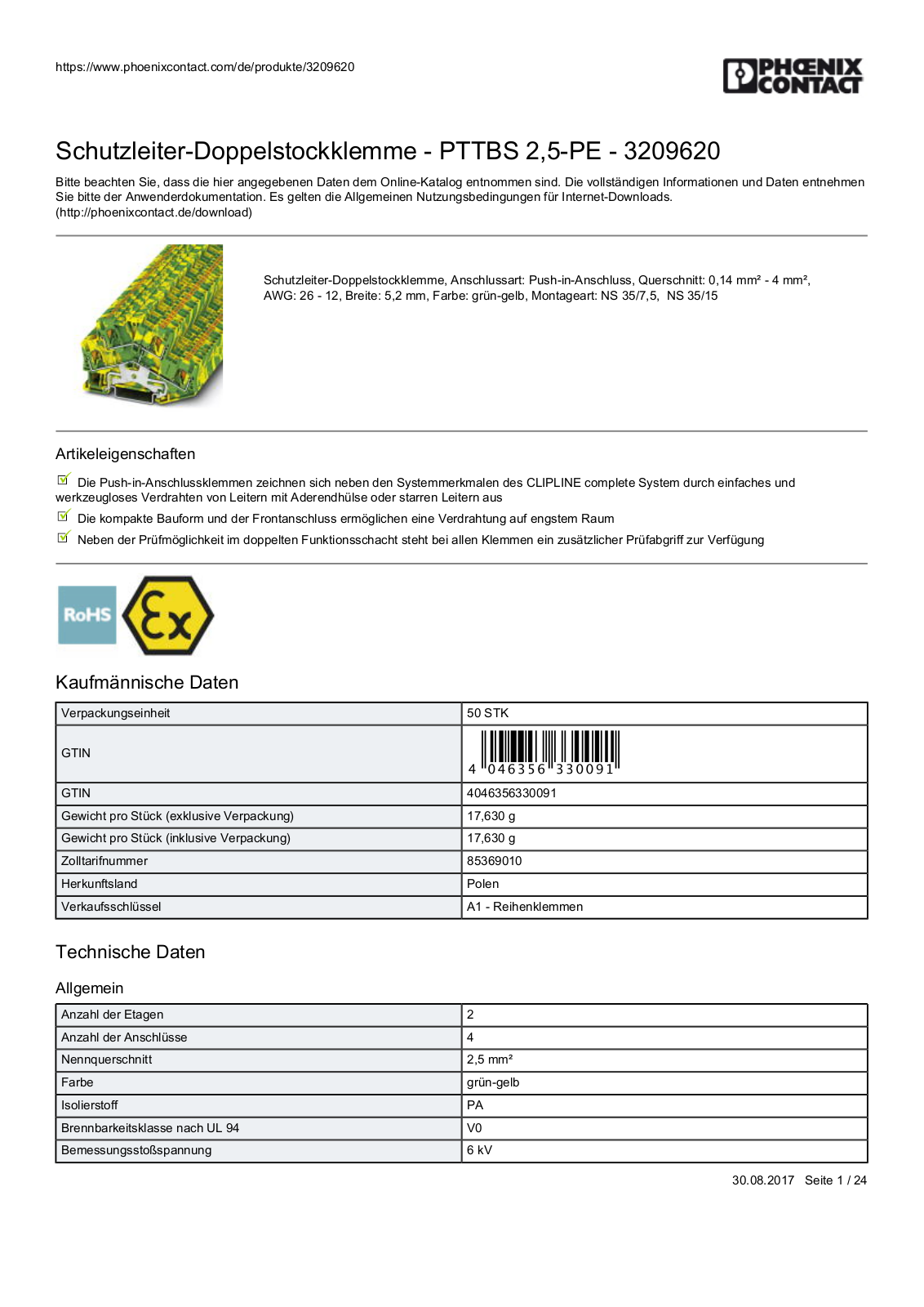 PHOENIX-CONTACT PTTBS 2,5-PE Datasheet - ManualMachine.com
