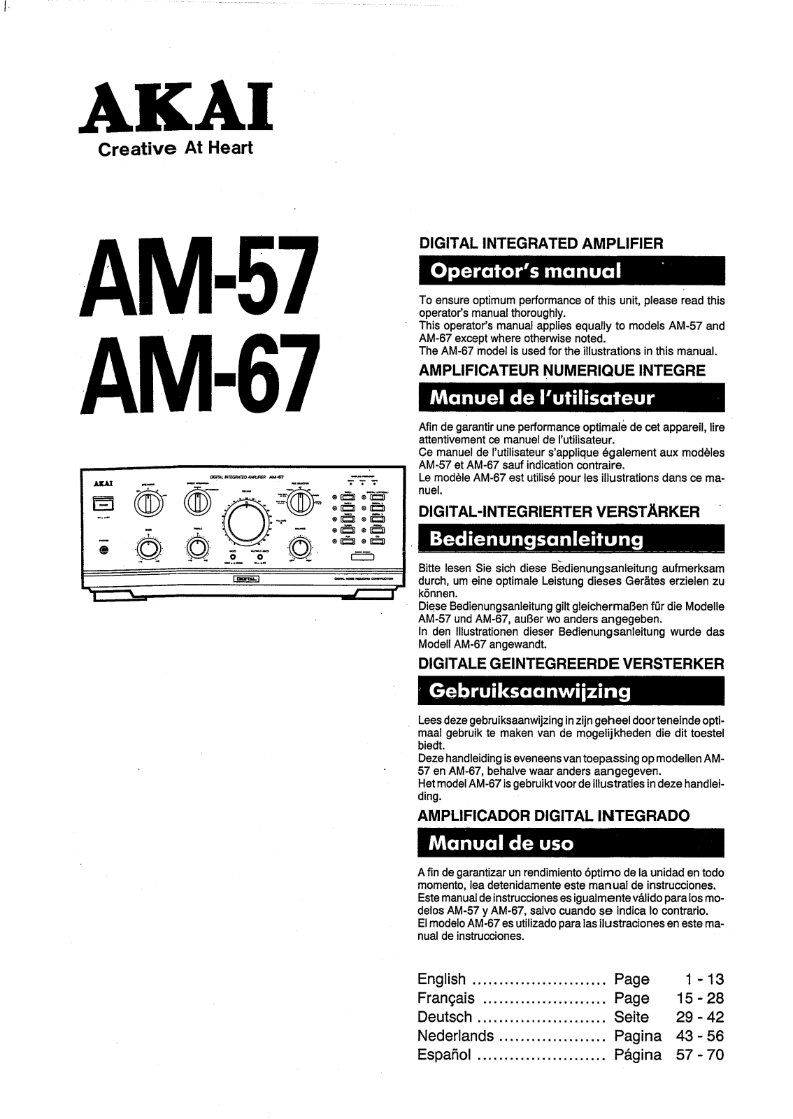 Akai AM-57, AM-67 User Manual