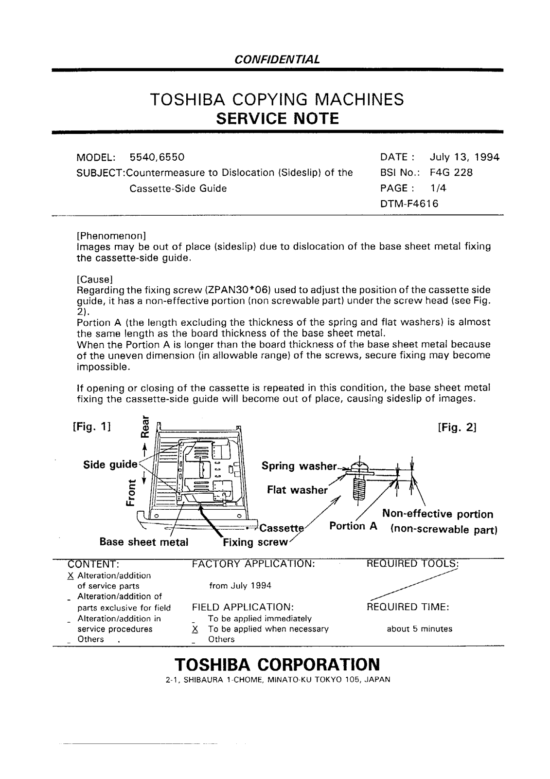 Toshiba f4g228 Service Note