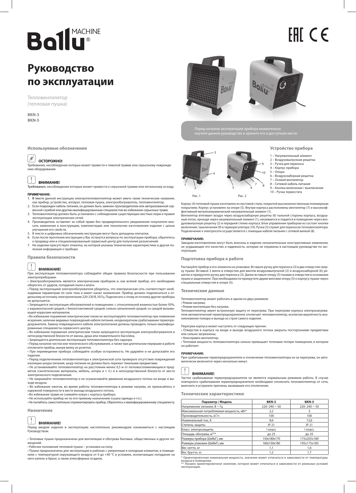 Ballu BKN-5 User manual