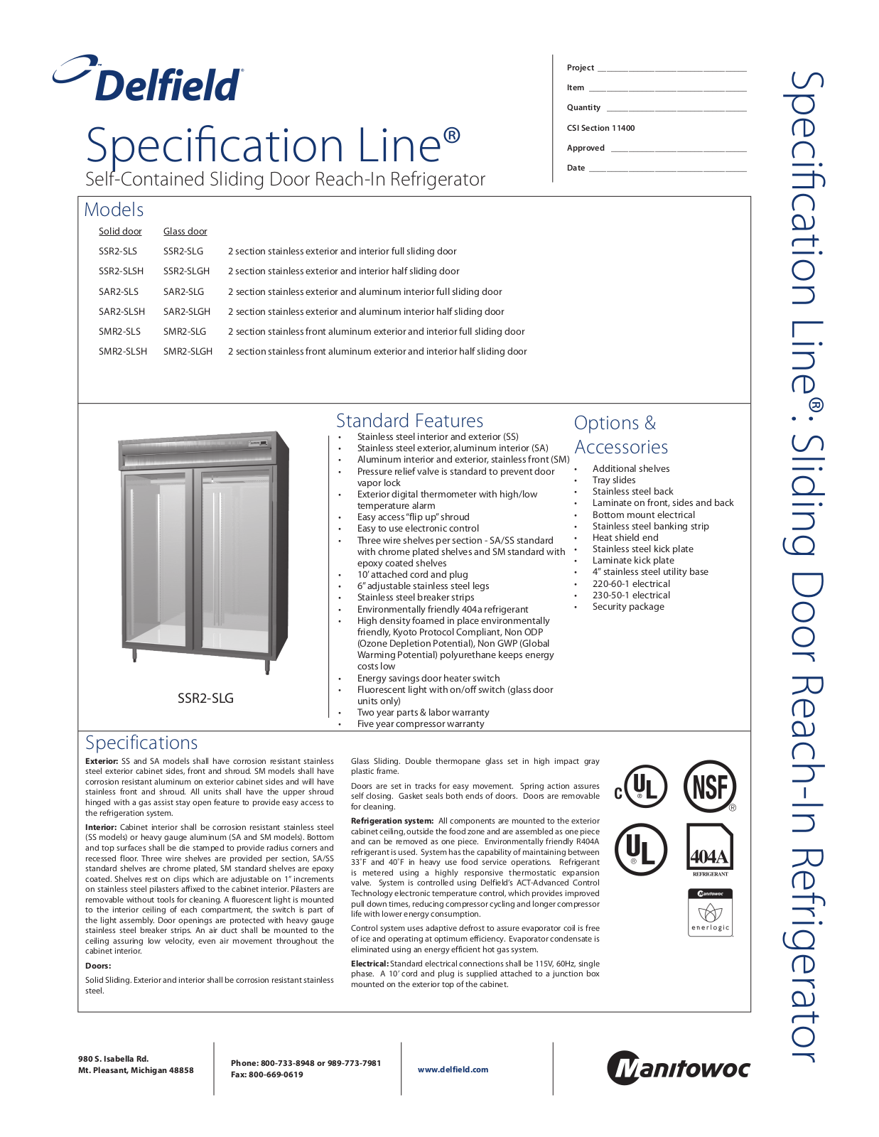 Delfield SAR2-SLG User Manual