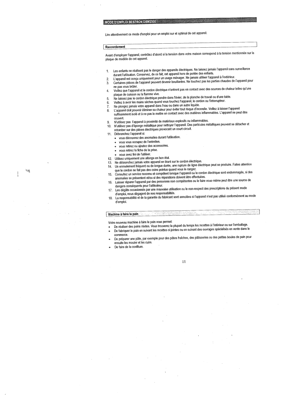 BESTRON DBM 2000 User Manual