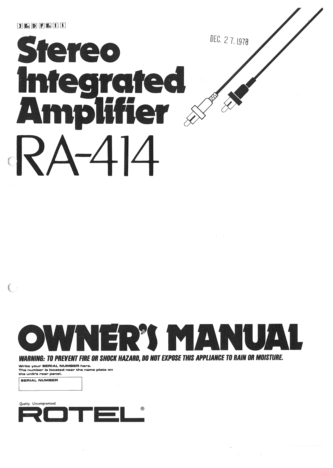 Rotel RA-414 User Manual