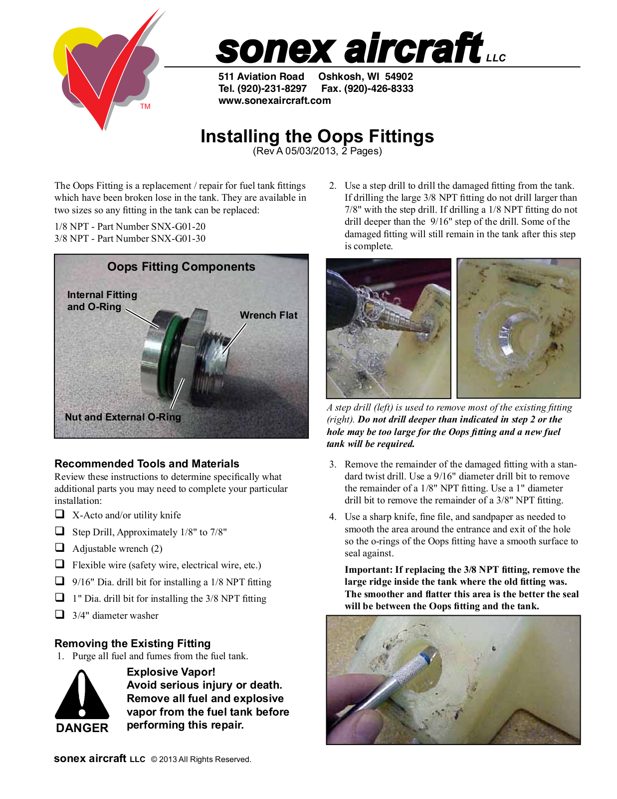 Sonex Oops Fittings Installation Instructions - ManualMachine.com