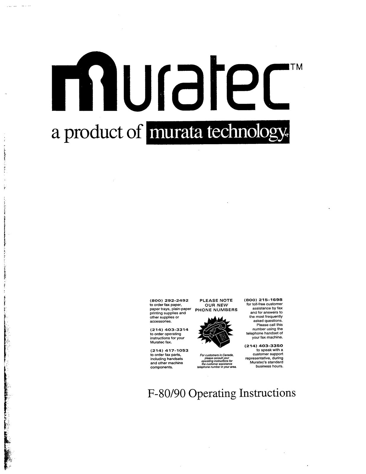 Muratec F-80 Operating Manual