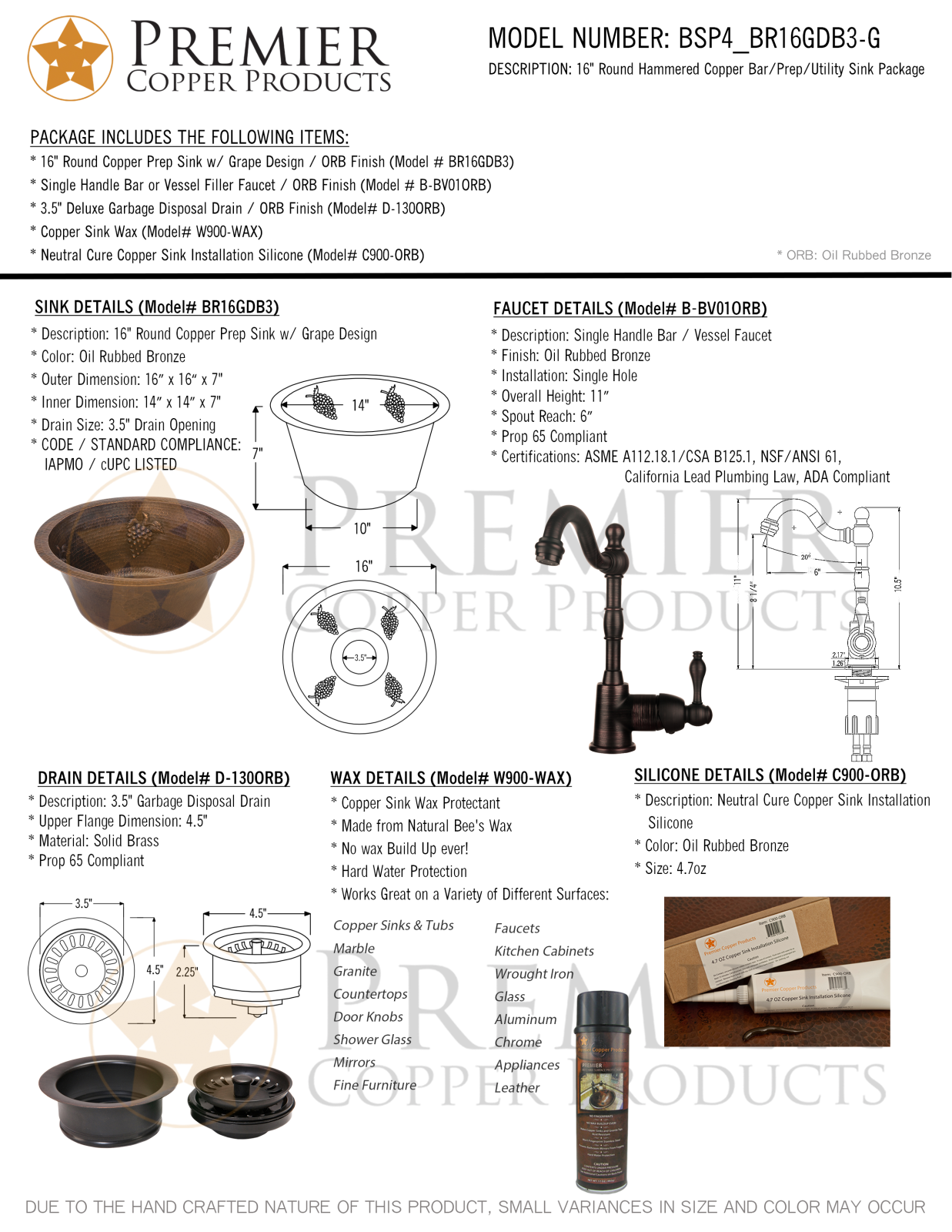 Premier Copper Products IER1783 Specifications - ManualMachine.com