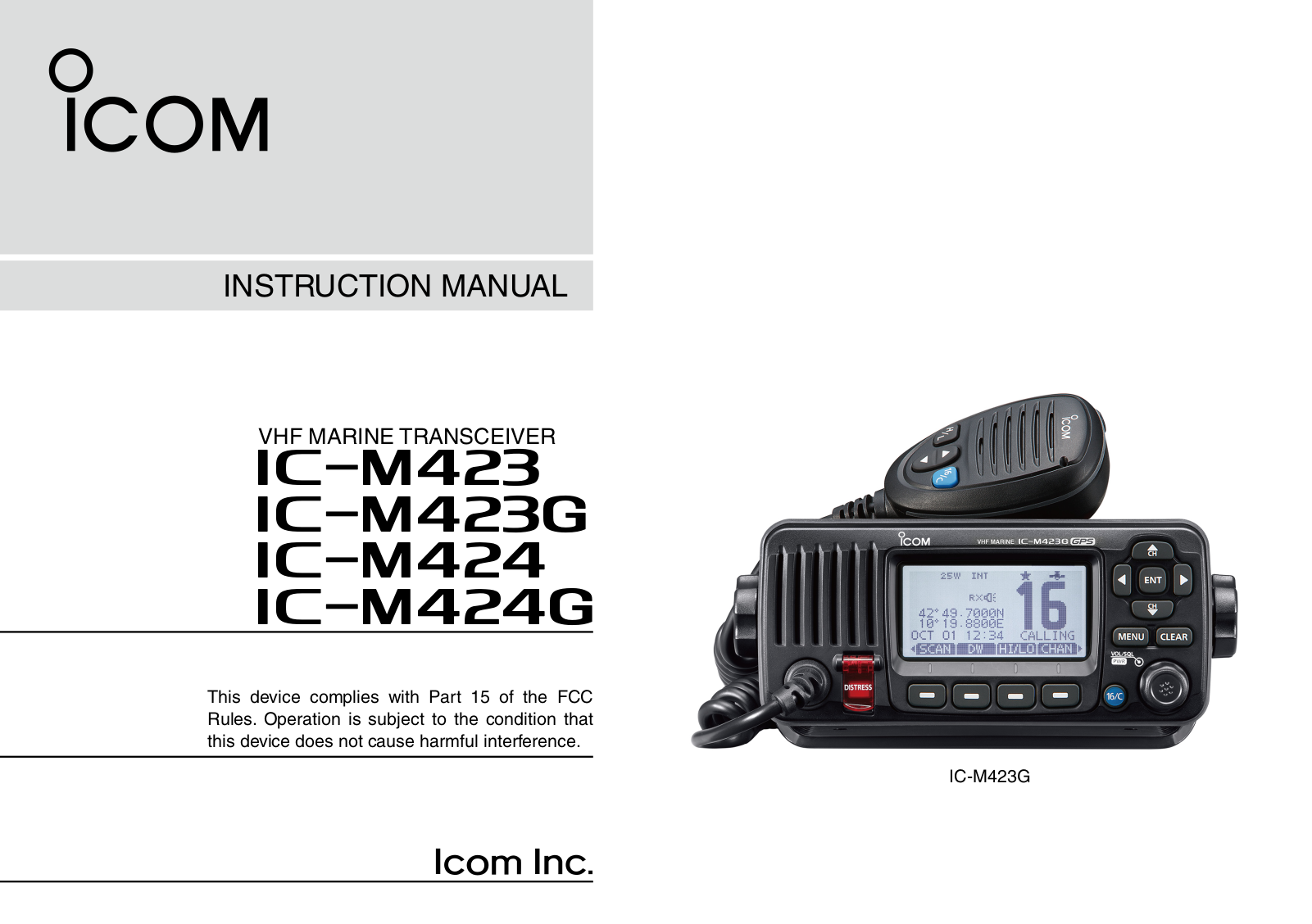 Icom ic-m423, ic-m424, ic-m424g, ic-m423g, IM423G Instruction Manual