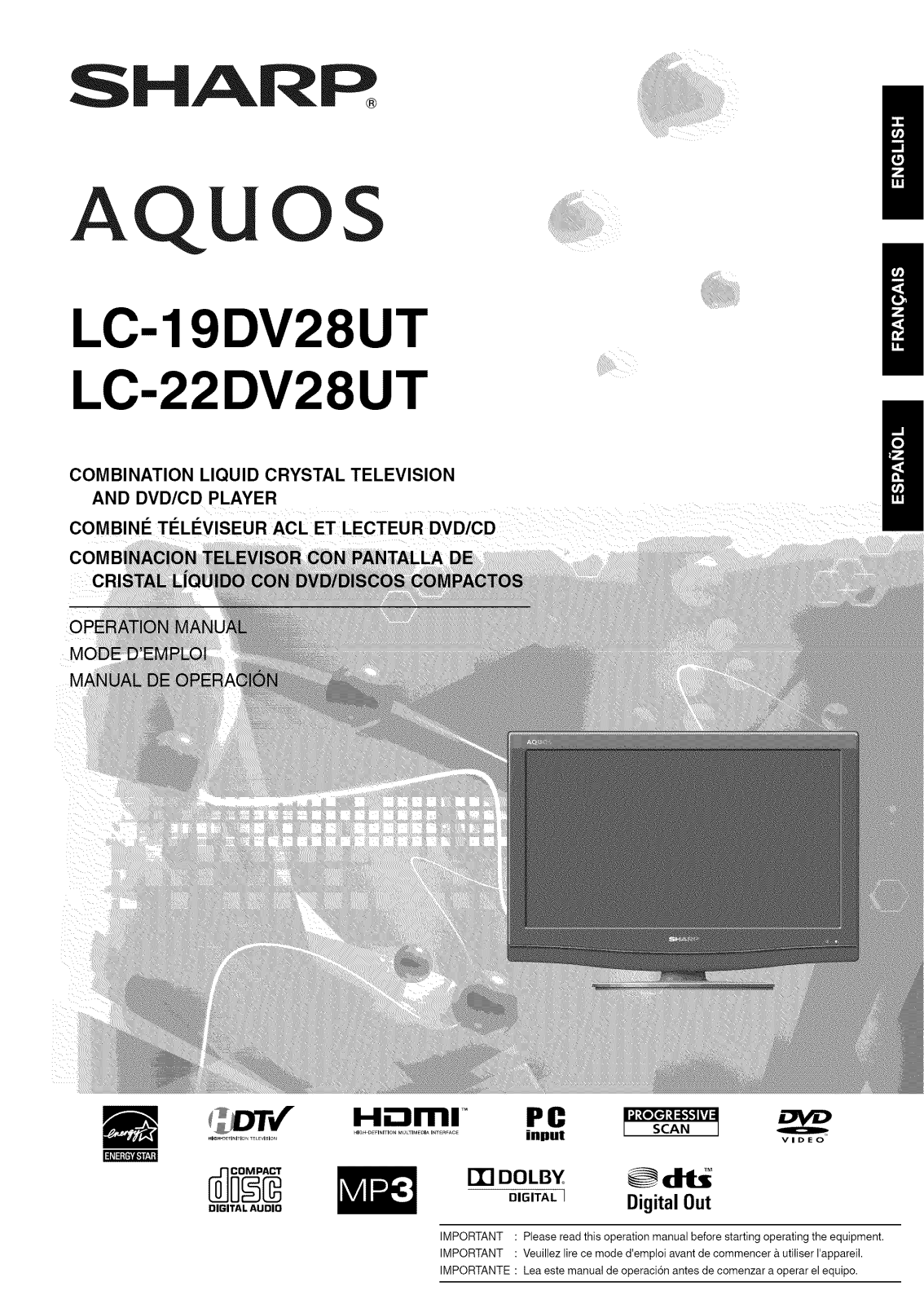 Sharp LC-22DV28UT, LC-19DV28UT Owner’s Manual