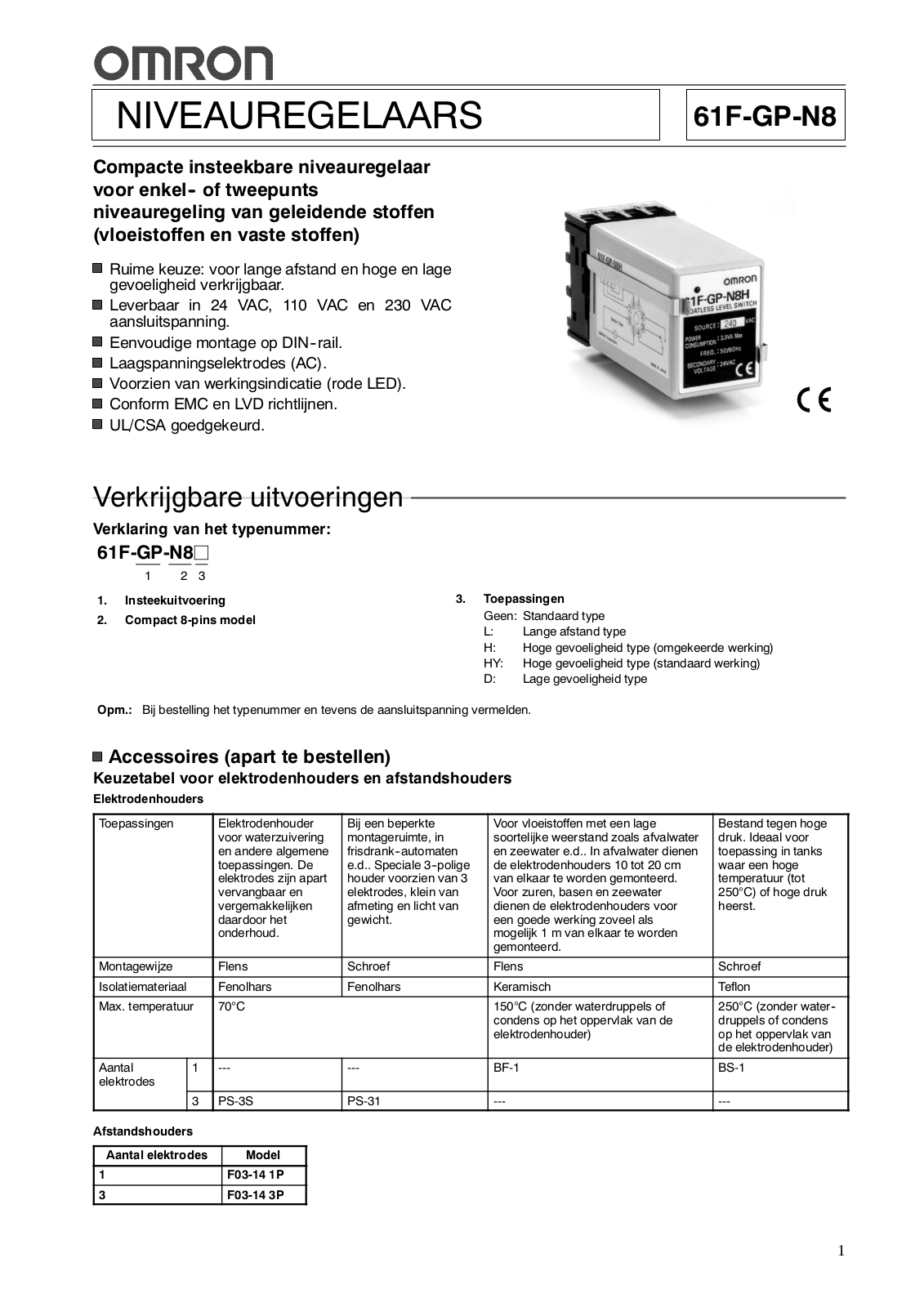 Omron 61F-GP-N8 DATASHEET