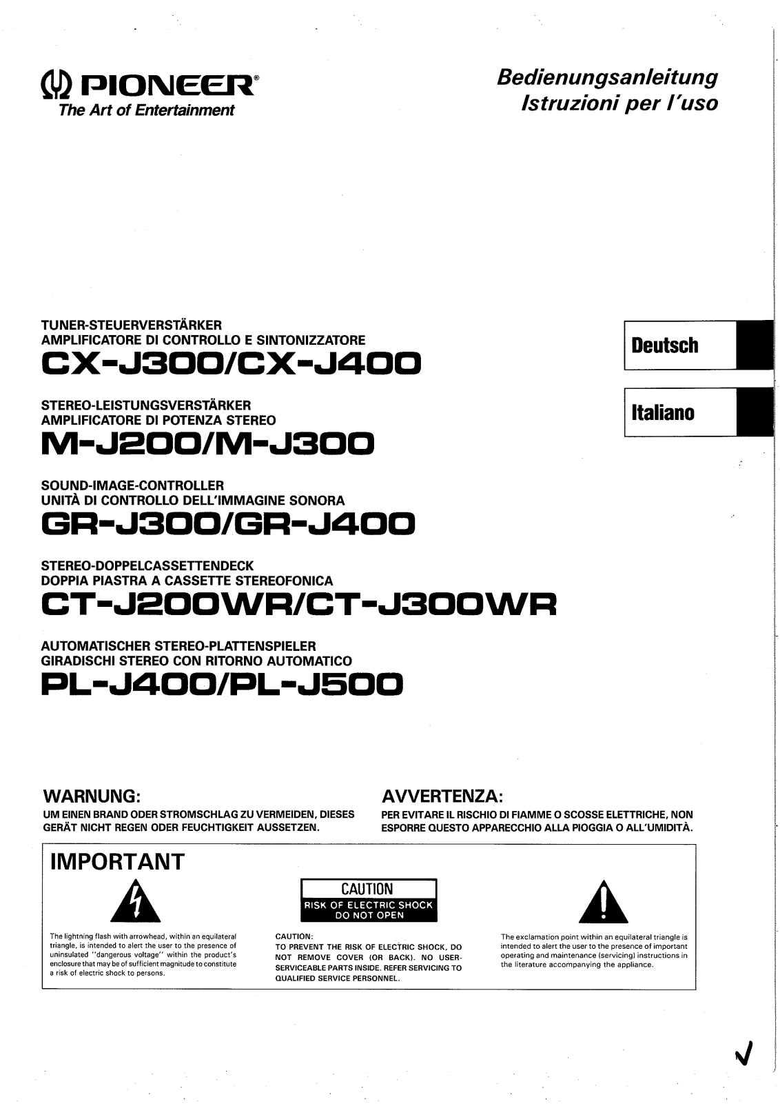 Pioneer CT-J300WR, M-J300, GR-J400, CX-J300, CX-J400 User Manual