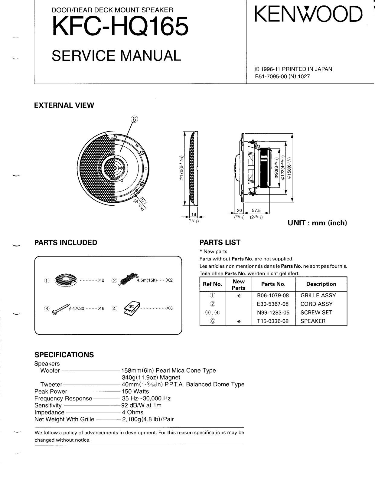 Kenwood KFC-HQ165 User Manual