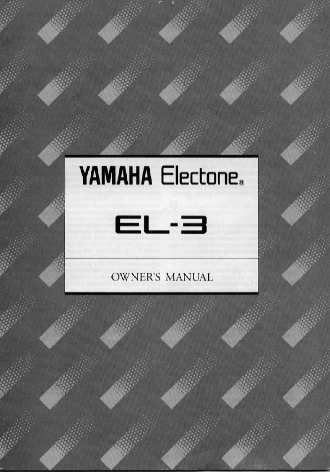 Yamaha EL3E, EL3 User Manual