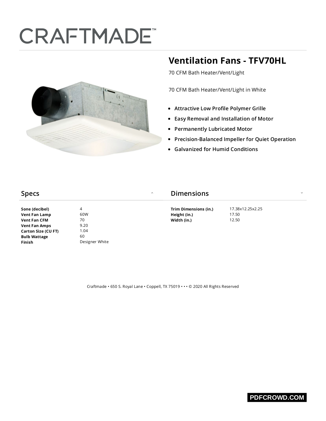 Craftmade FD9090 Specifications - ManualMachine.com