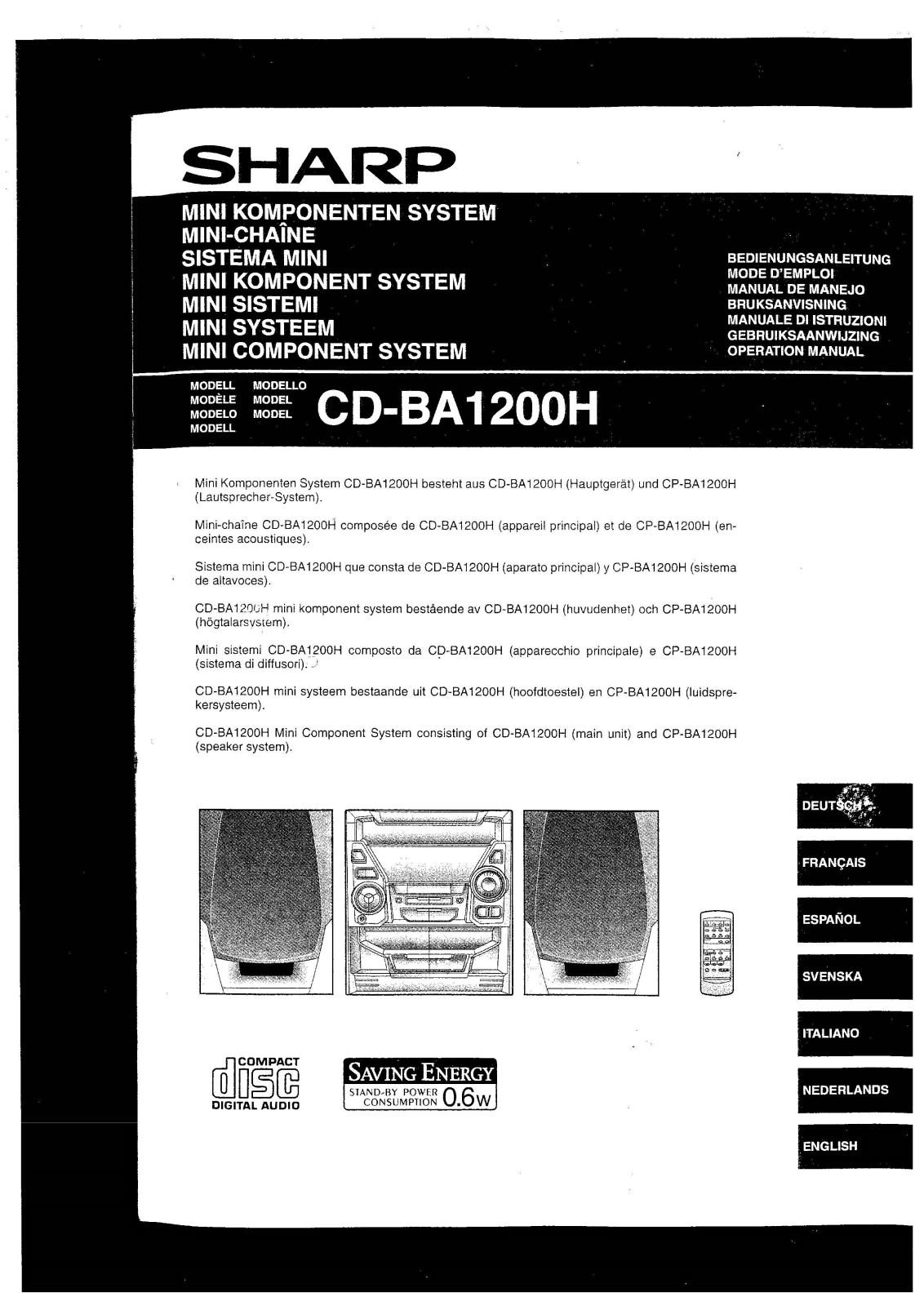 Sharp CD-BA1200H Owners Manual