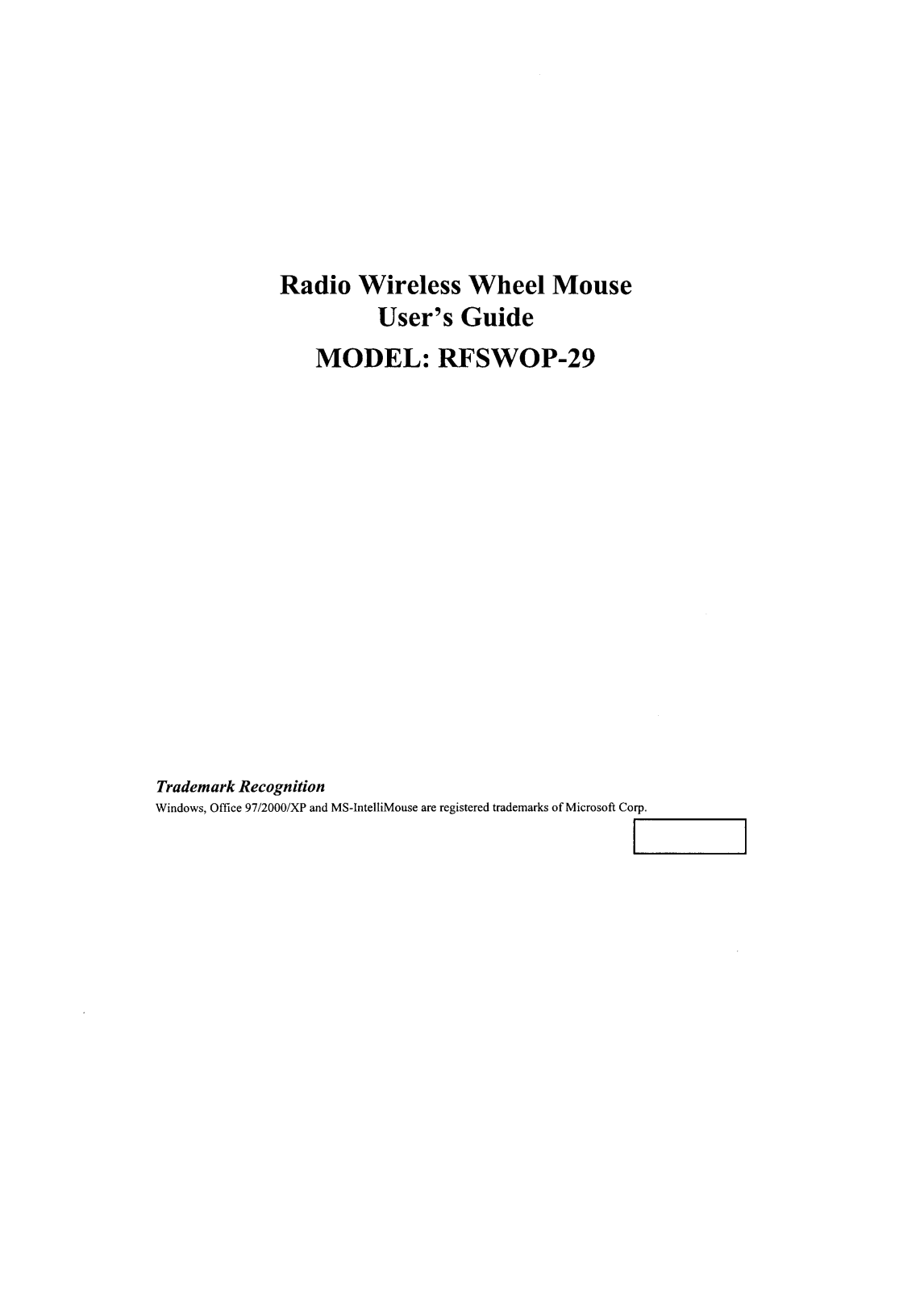 A4Tech RSWOP29 User Manual