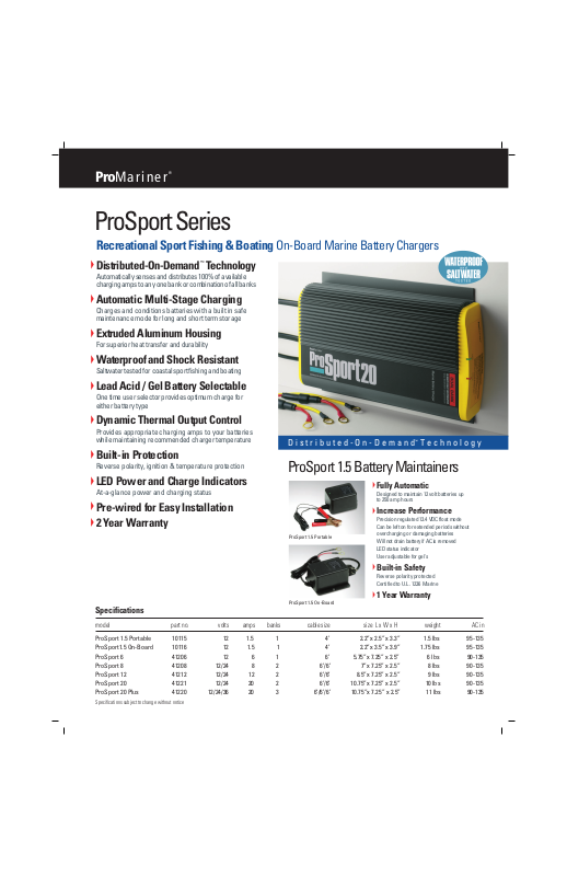 ProMariner ProSport Series Data Sheet