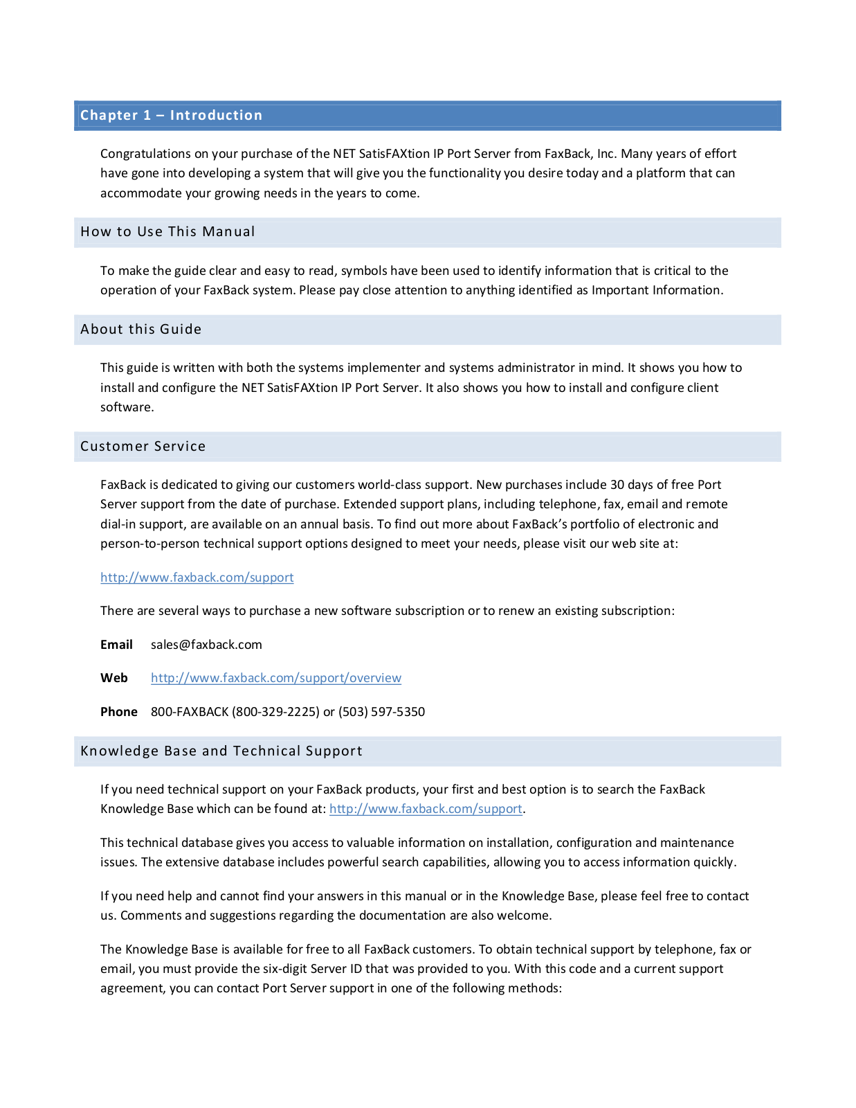 FaxBack Port Server User Manual - ManualMachine.com